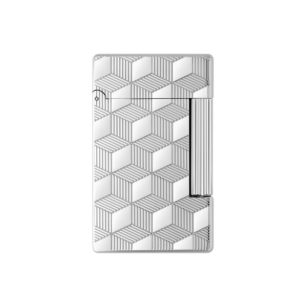 S.T. Dupont Initial Cube Guilloche lighter Silver - 020840