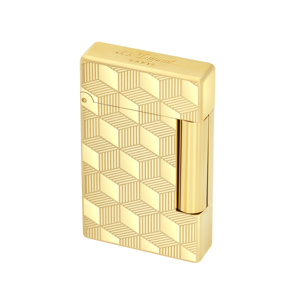 S.T. Dupont Initial Cube Guilloche lighter Gold - 020841