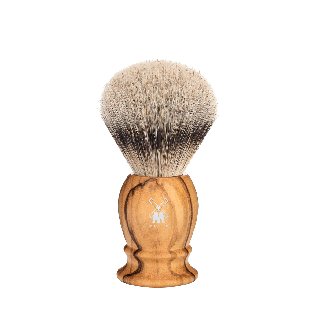 MUHLE - CLASSIC shaving brush, OLIVE WOOD, silvertip badger 099 H 250