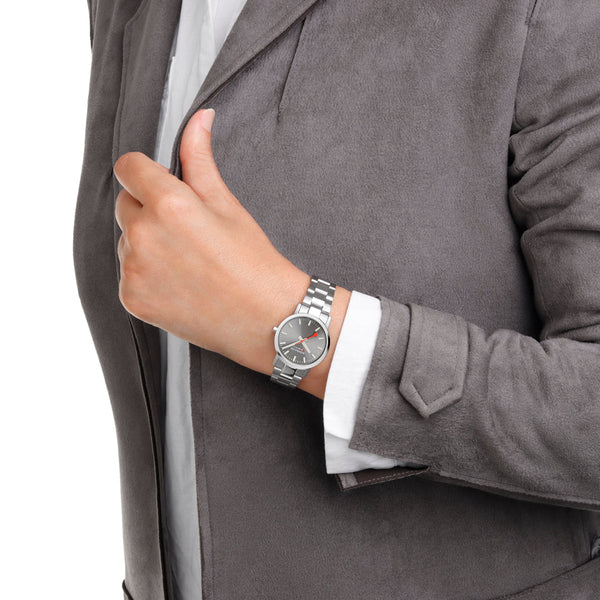 Mondaine Classic 30mm Silver Stainless Steel Watch - Gray Dial A658.30323.80SBJ