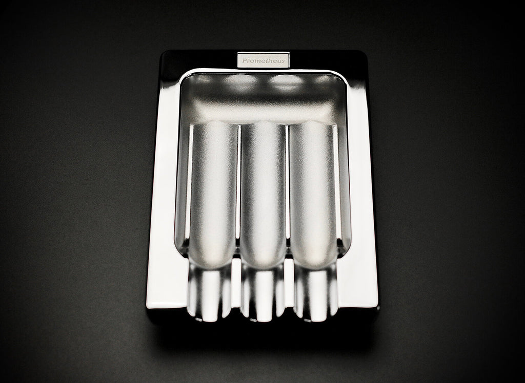 PROMETHEUS ASHTRAY 3-CIGAR SHINY CHROME (ASH-M3C)