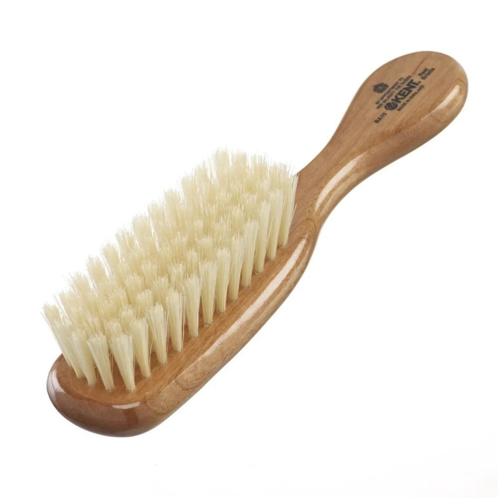 Kent Baby Brush, Super Soft White Bristles, Cherrywood K-BA10