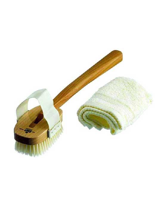 Kent Aqua Bath Brush, Detachable Head With Strap, White Bristle, Beechwood K-FD3