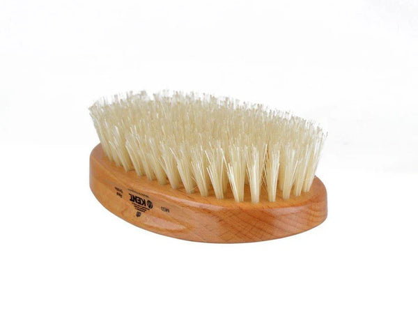 Kent Military Brush, Oval, Beechwood, Pure White Bristle Hairbrush K-MG2