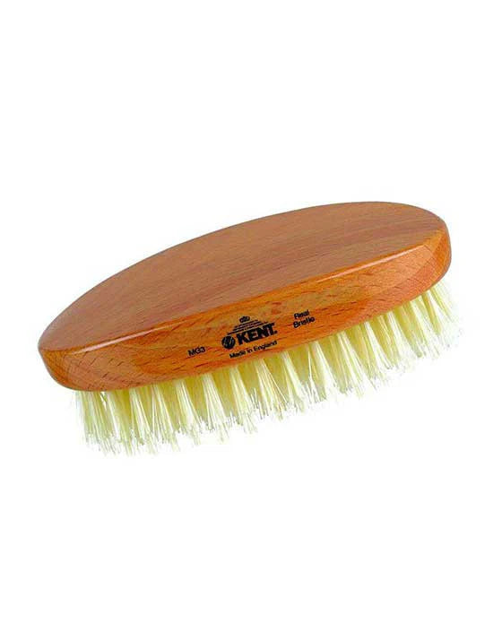 Kent Military Brush, Oval, Beechwood, Pure White Bristle Hairbrush K-MG3