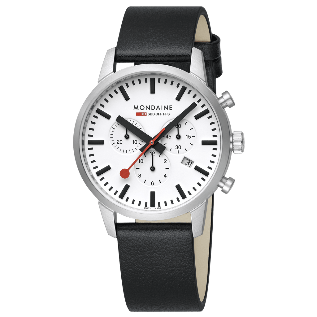 MONDAINE Neo Black vegan grape leather, 41 mm -MSD.41411.LBV CHRO WHITE