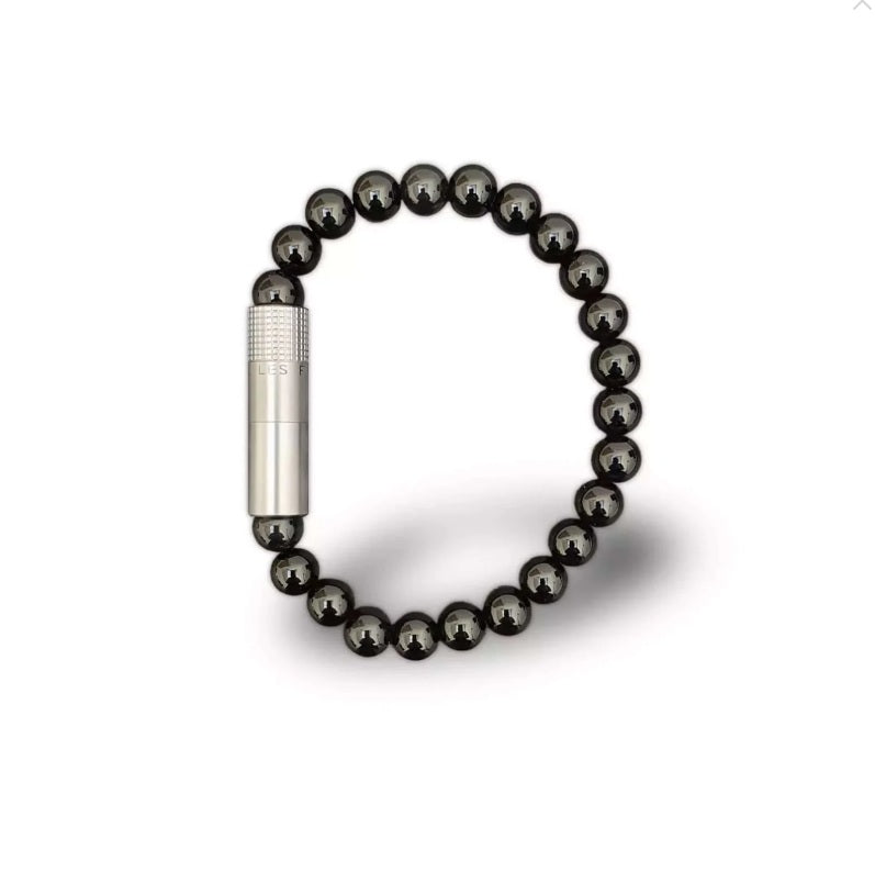 LES FINES LAMES - PUNCH BRACELET - Steel Black Onyx (L)