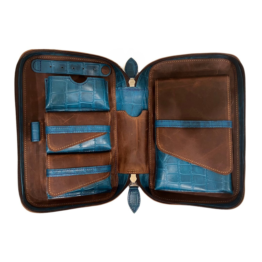 Tamila Designs Zipper Cigar Case -Egyptian Blue & Umber