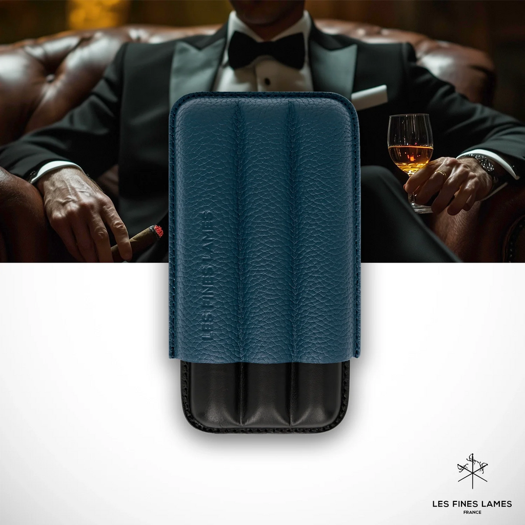 LES FINES LAMES Cigar Case TRIO Blue