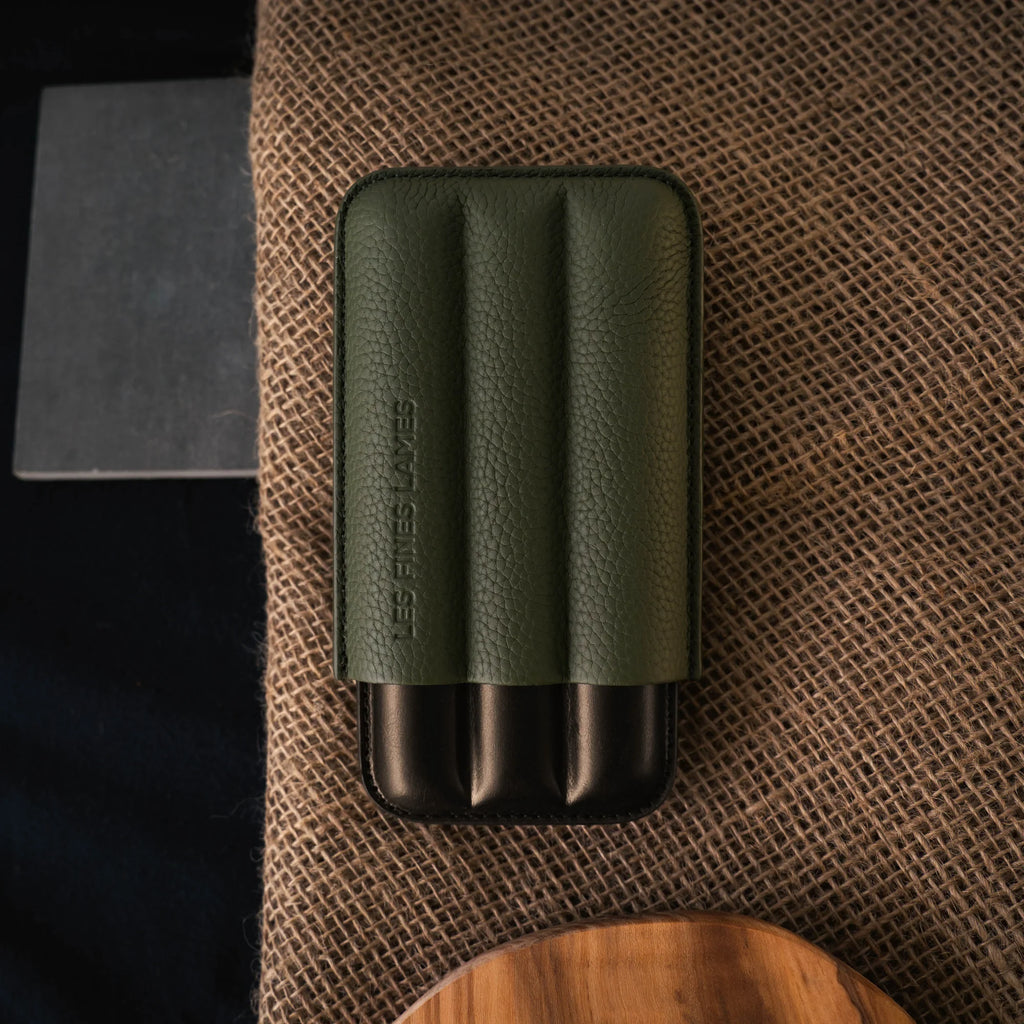 LES FINES LAMES Cigar Case TRIO OD Green