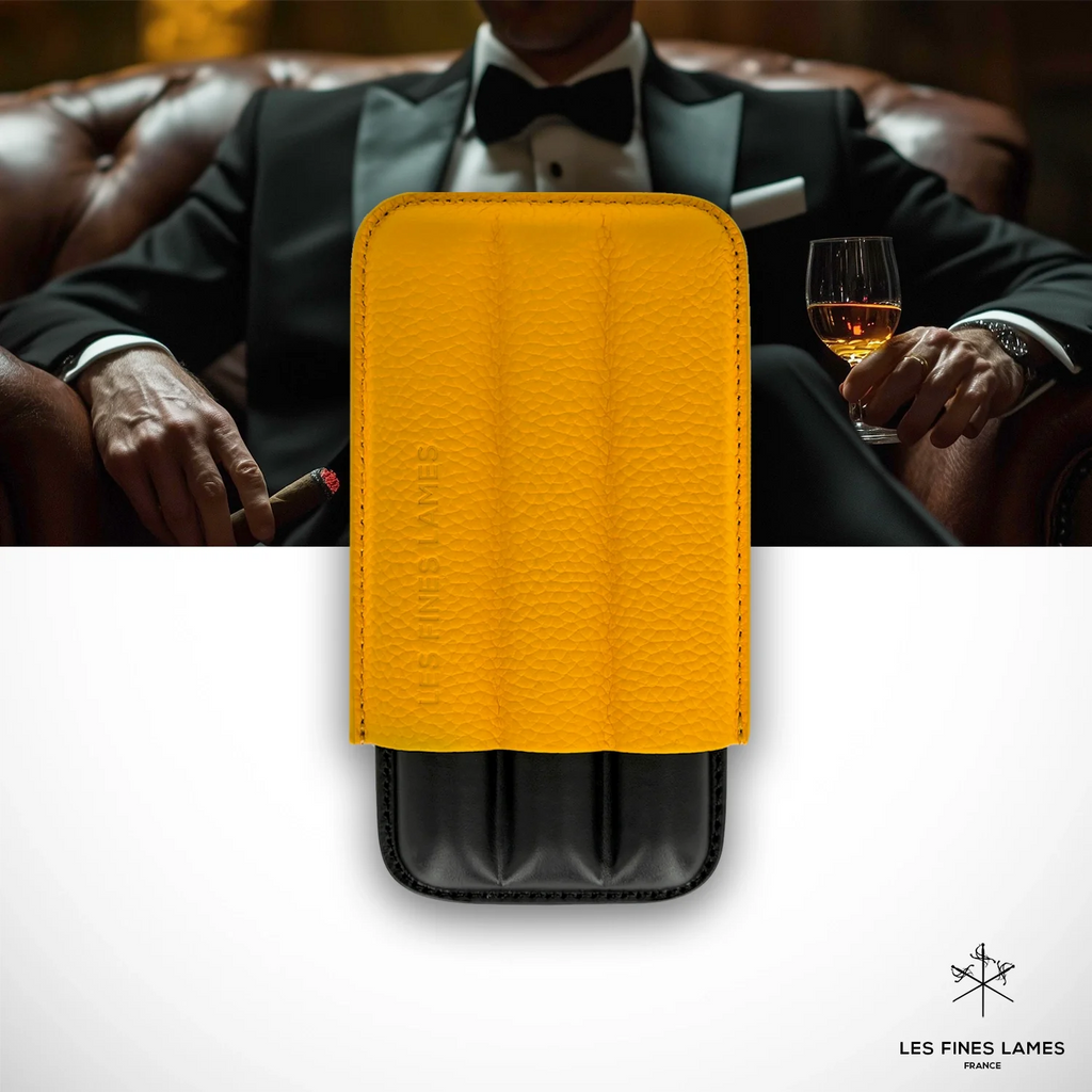 LES FINES LAMES Cigar Case TRIO Yellow