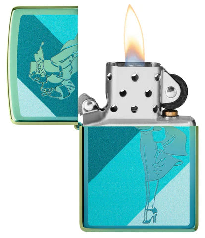 Zippo Teal Windy Design 48457