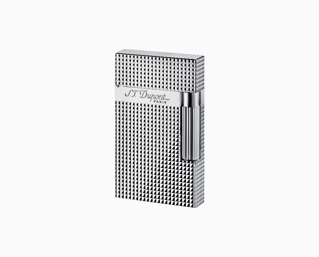 S.T. Dupont  Line 2 Diamond Heads Silver Plated Finish Soft Flame Lighter 016184