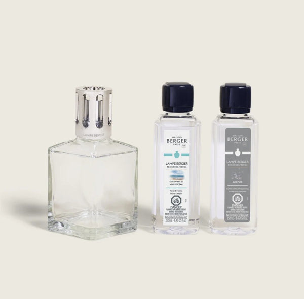 Lampe Berger - Essential Square Lamp Ritual Starter Kit with Air Pur So Neutral + Ocean Breeze